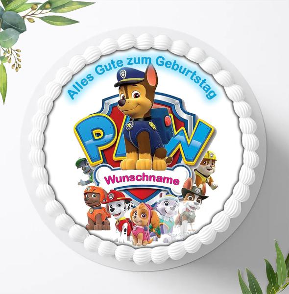 Preview: Paw Patrol Tortenaufleger mit Wunschnamen Ø 20cm, 3835